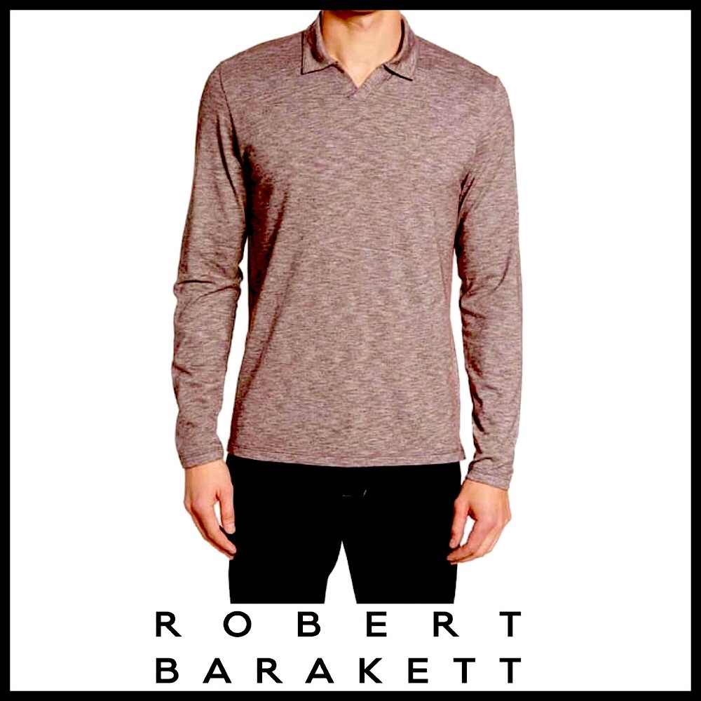 Robert Barakett Mulgrave Long Sleeve Men's LS Johnny Collar Polo Size (L)